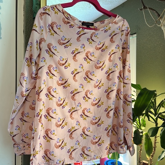 Banana Republic Floral Fern Print Blouse light pink size M (D15) - Picture 7 of 7